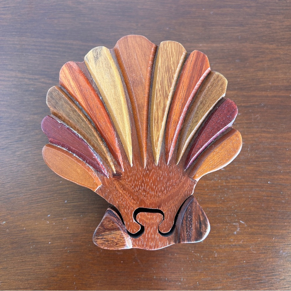 Seashell Wooden Puzzle Trinket Box